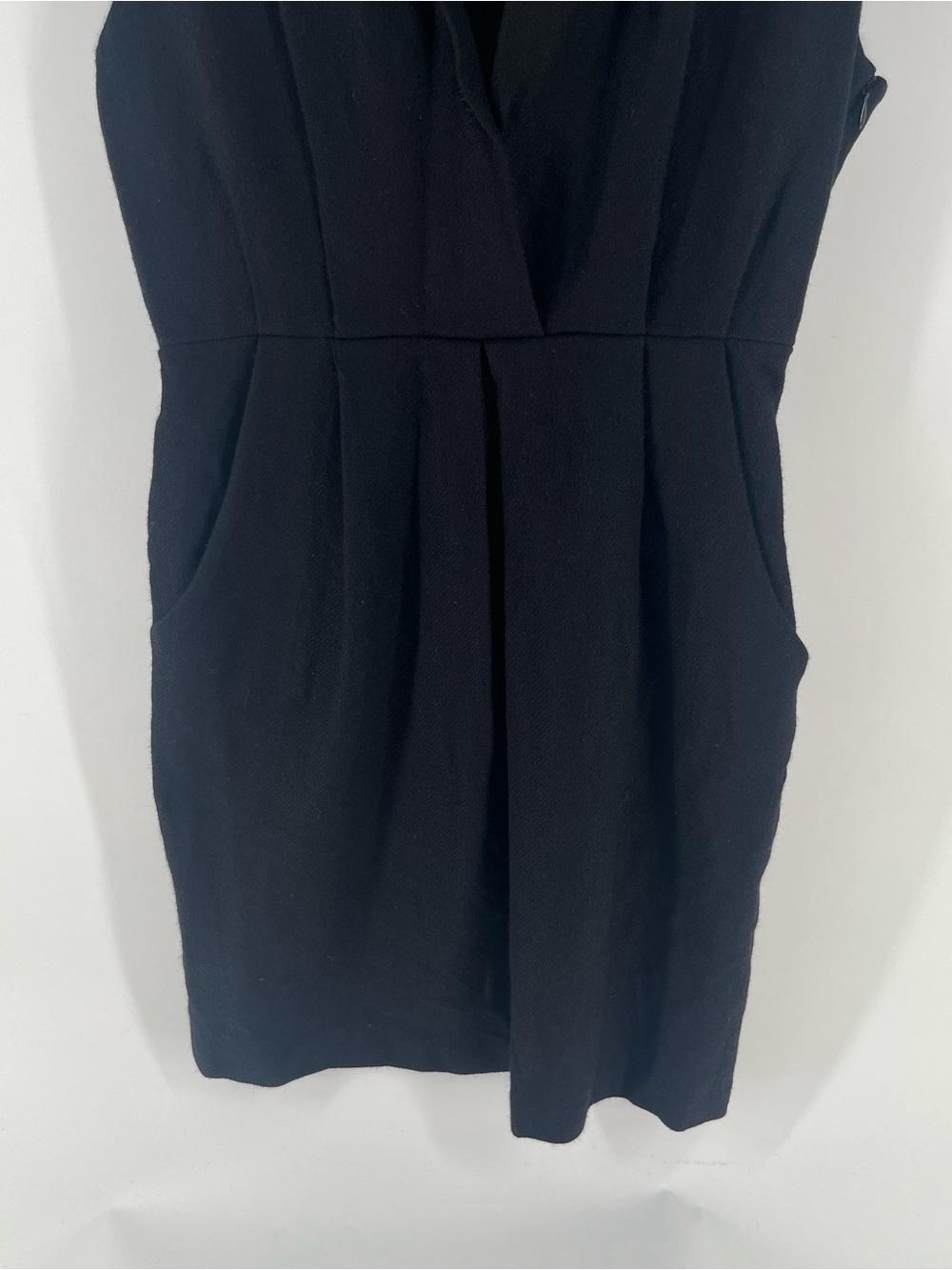 Adam Lippes 100% Wool Sheath Dress 10 Black Silk Lined Pockets Luxury Career - Picture 13 of 14